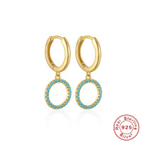 Gold-Tone Turquoise Pavé Dangle Earrings
