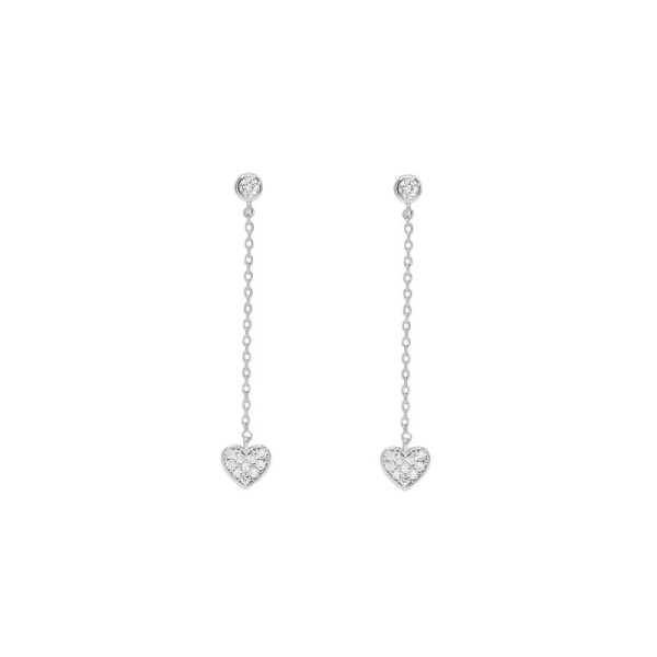 925 Silver Heart Dangle Earrings
