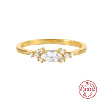 Gold-Plated Marquise Dainty Ring with Cubic Zirconia