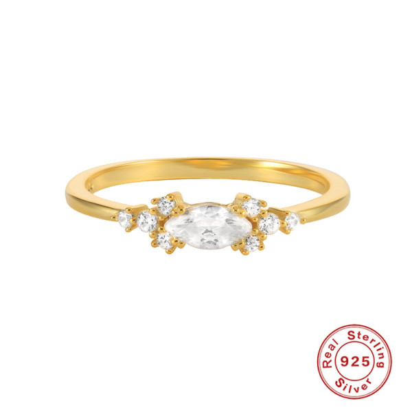 Gold-Plated Marquise Dainty Ring with Cubic Zirconia