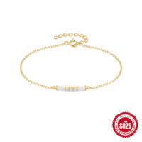 Gold-Plated Cubic Zirconia Chain Bracelet