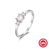 925 Silver Freshwater Pearl Prong Ring
