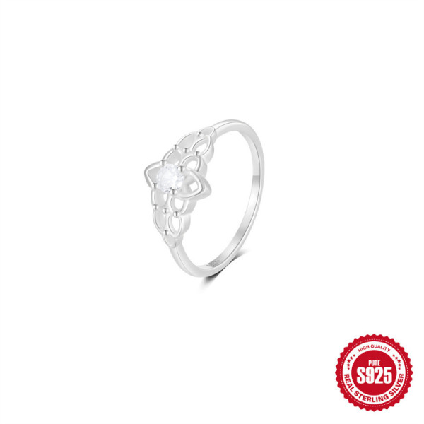 925 Silver Floral Cubic Zirconia Ring