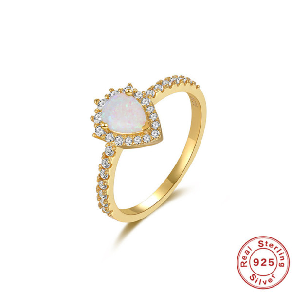 Gold-Plated Opal Halo Ring