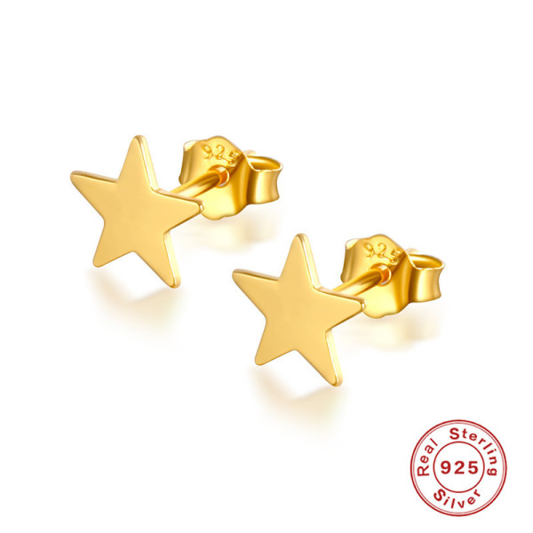Gold-Finish Star Stud Earrings