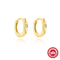 Gold-Plated Geometric Huggie Earrings