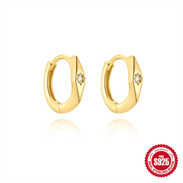 Gold-Plated Geometric Huggie Earrings