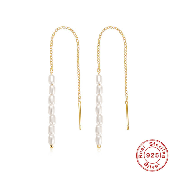 925 Silver Freshwater Pearl Threader Earrings