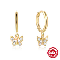 Gold-Plated Butterfly Dangle Earrings