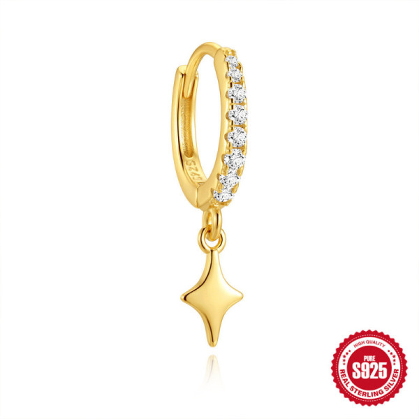 Gold-Plated Star Charm Huggie Hoop Earrings