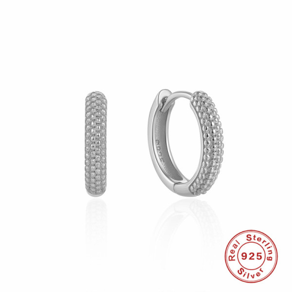 Sterling Silver Textured Huggie Earrings