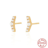 Gold-Plated Pearl Climber Earrings