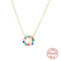 Multicolor Stone Geometric Pendant Necklace