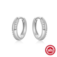 925 Silver Pavé Huggie Earrings