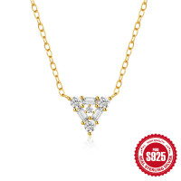 Two-Tone Geometric Cubic Zirconia Pendant Necklace