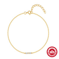 Gold-Plated Cubic Zirconia Chain Bracelet