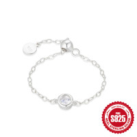 925 Silver Adjustable Chain Bracelet with CZ