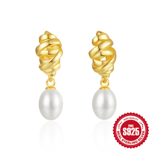 Gold-Plated Pearl Drop Earrings