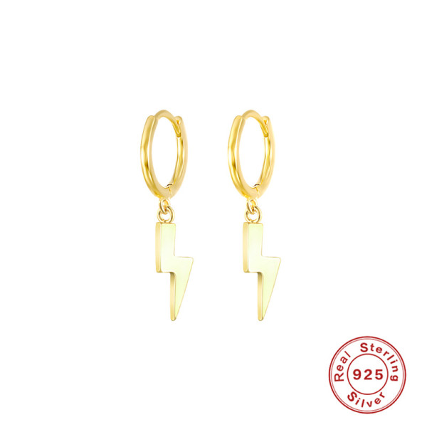 Gold-Plated Lightning Bolt Hoop Earrings