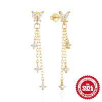 Gold-Tone Butterfly Crystal Dangle Earrings