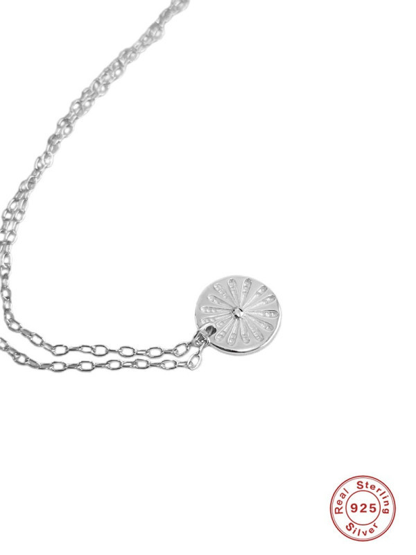 925 Silver Geometric Disc Pendant Necklace