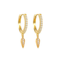 Gold-Plated Crystal Pavé Dangle Hoop Earrings