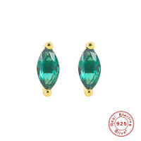 925 Silver Green Crystal Stud Earrings