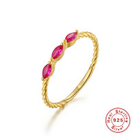 Gold Twisted Band with Pink Stones