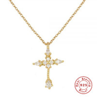 Gold-Finished Cross Pendant Necklace