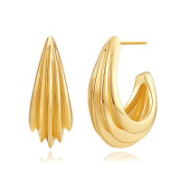 Gold High-Polish Sculptural Hoop Earrings