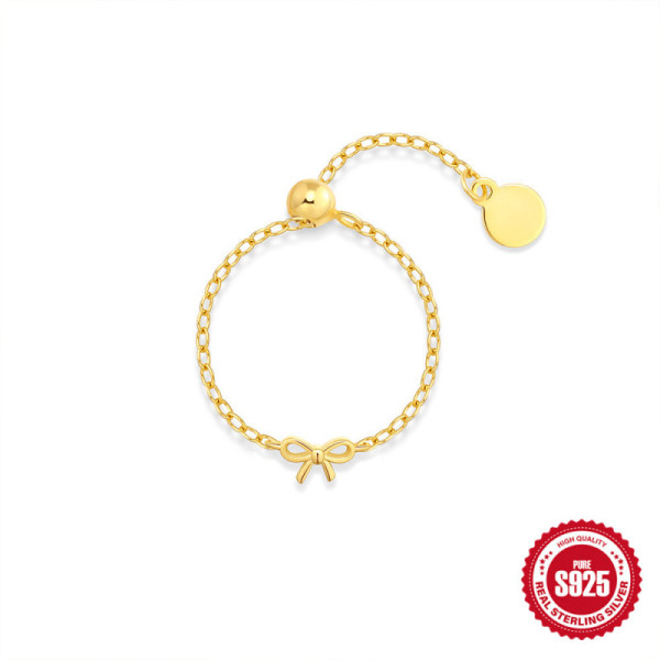 Gold-Finished Bow Chain Bracelet