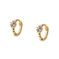 Gold Huggie Earrings with Cubic Zirconia
