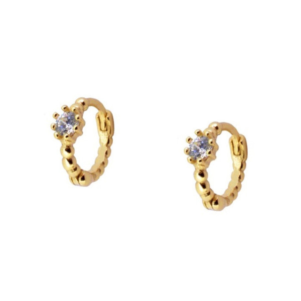 Gold Huggie Earrings with Cubic Zirconia