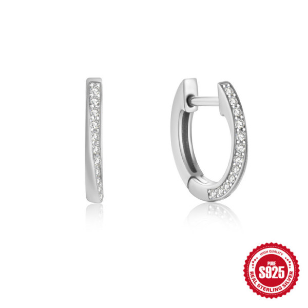 Sterling Silver Pavé Huggie Earrings