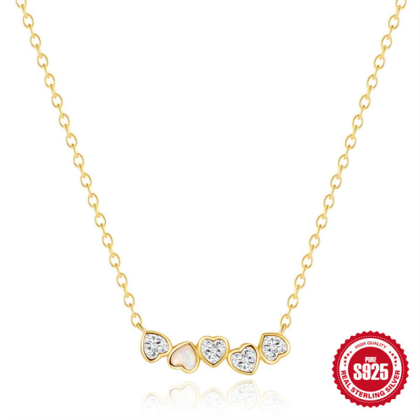 Gold-Tone Heart Cubic Zirconia Chain Necklace