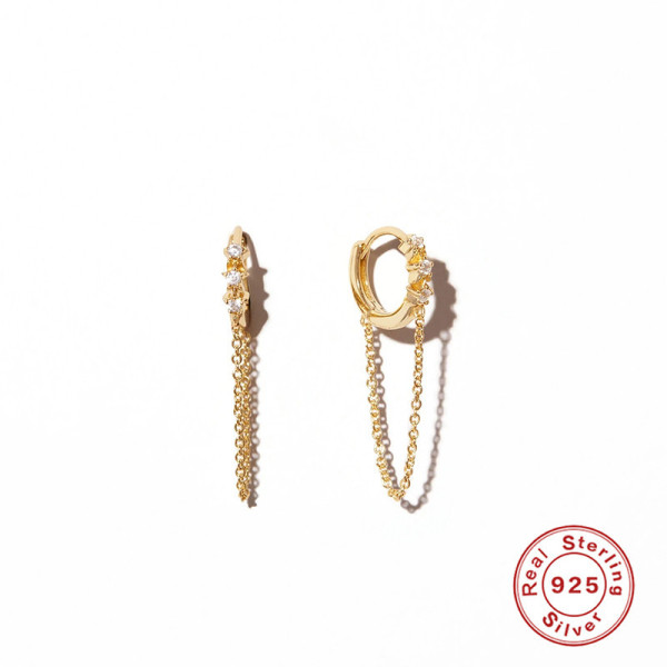 Gold Threader Earrings with Cubic Zirconia