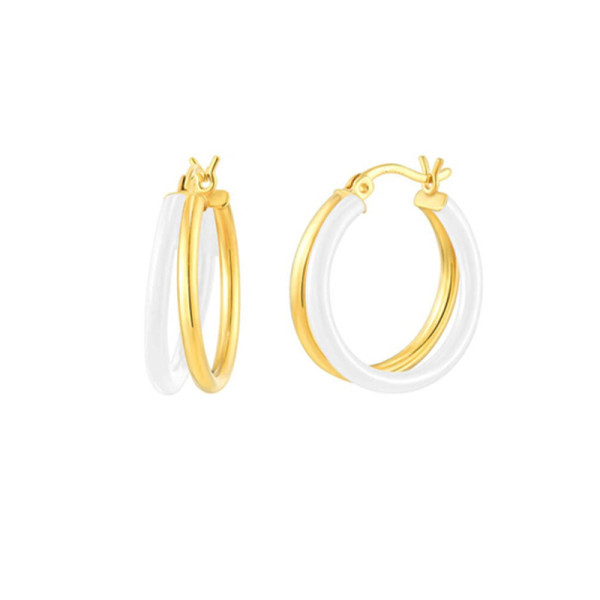 925 Silver Two-Tone Gold-Plated Medium Hoop Earrings