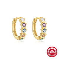 Gold Star Multicolor Huggie Earrings