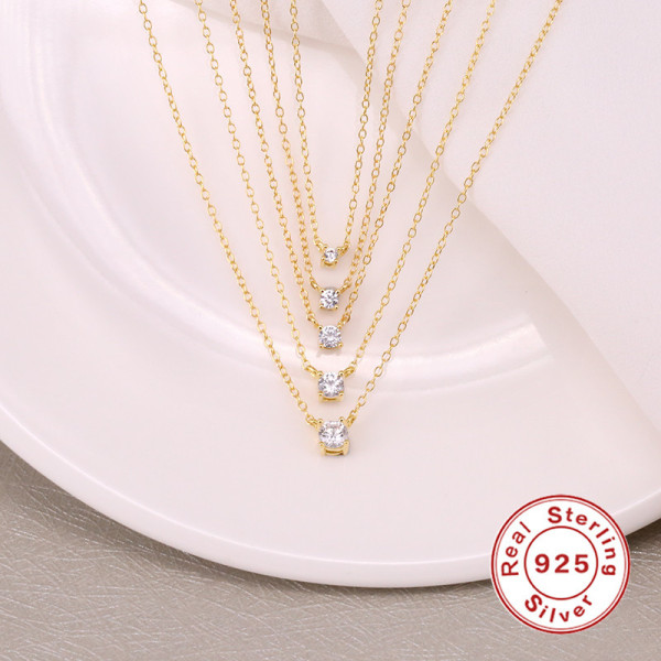Gold-Finish Layered Cubic Zirconia Necklaces