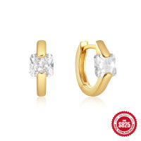 Gold-Plated Cubic Zirconia Huggie Earrings