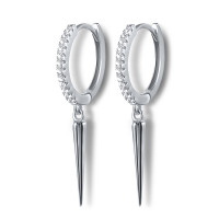 925 Silver Pavé Hoop Spike Earrings