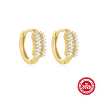 Gold-Plated Crystal Small Hoop Earrings