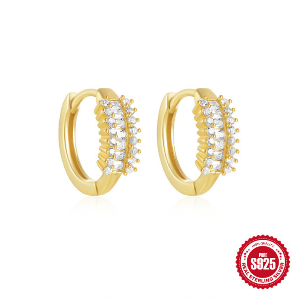 Gold-Plated Crystal Small Hoop Earrings