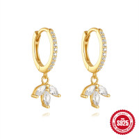 Gold-Plated Floral Crystal Huggie Earrings