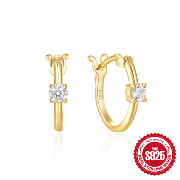 Gold-Plated Cubic Zirconia Huggie Earrings