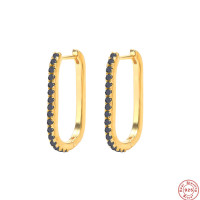 Gold-Plated Sapphire Hoop Earrings