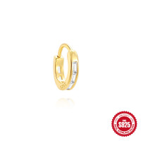 Gold-Plated Cubic Zirconia Huggie Earrings