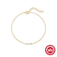 Gold-Plated Silver Cubic Zirconia Chain Bracelet