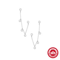 Sterling Silver Cubic Zirconia Threader Earrings