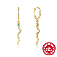Gold-Plated Snake Motif Dangle Earrings